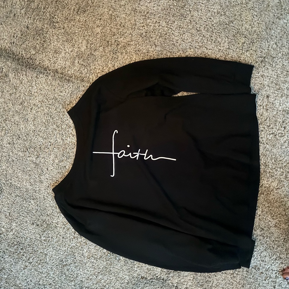 NWOT- black cotton Faith shirt- medium